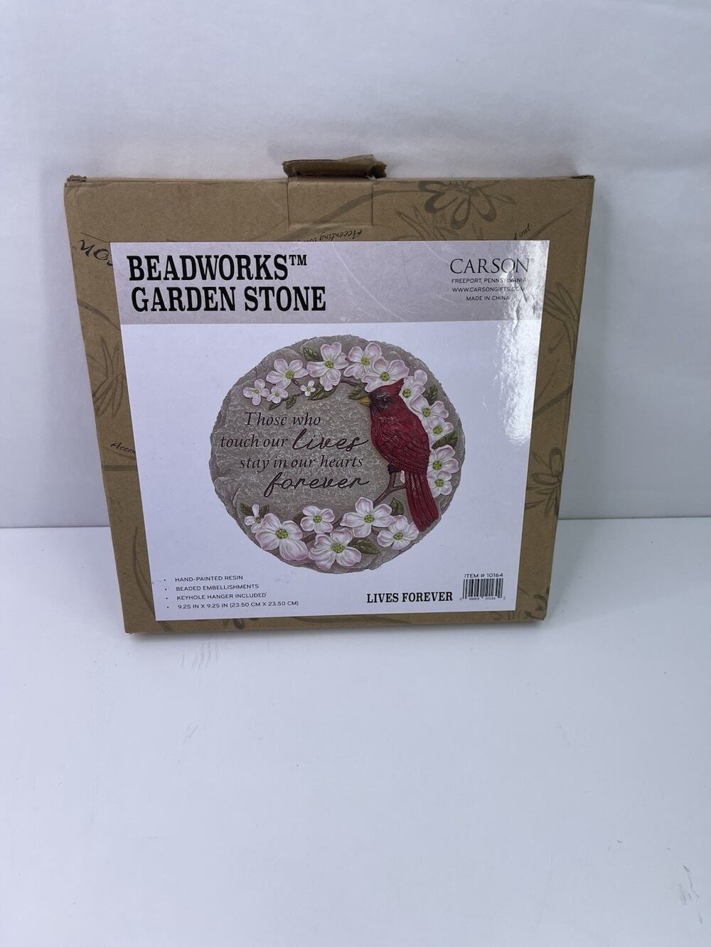 Carson Beadworks Garden Stone Red Cardinal Memorial Plaque 9.25 In Lives Forever